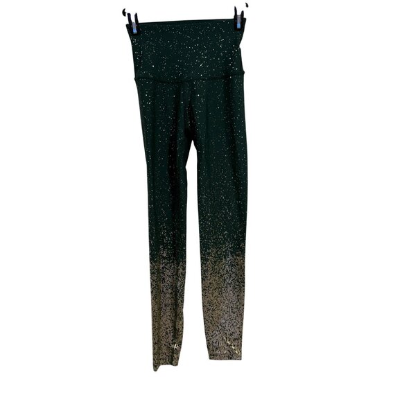 Beyond Yoga Pants - Beyond Yoga Alloy Ombre Antique Gold Speckle / Hunter Green Leggings Size XS